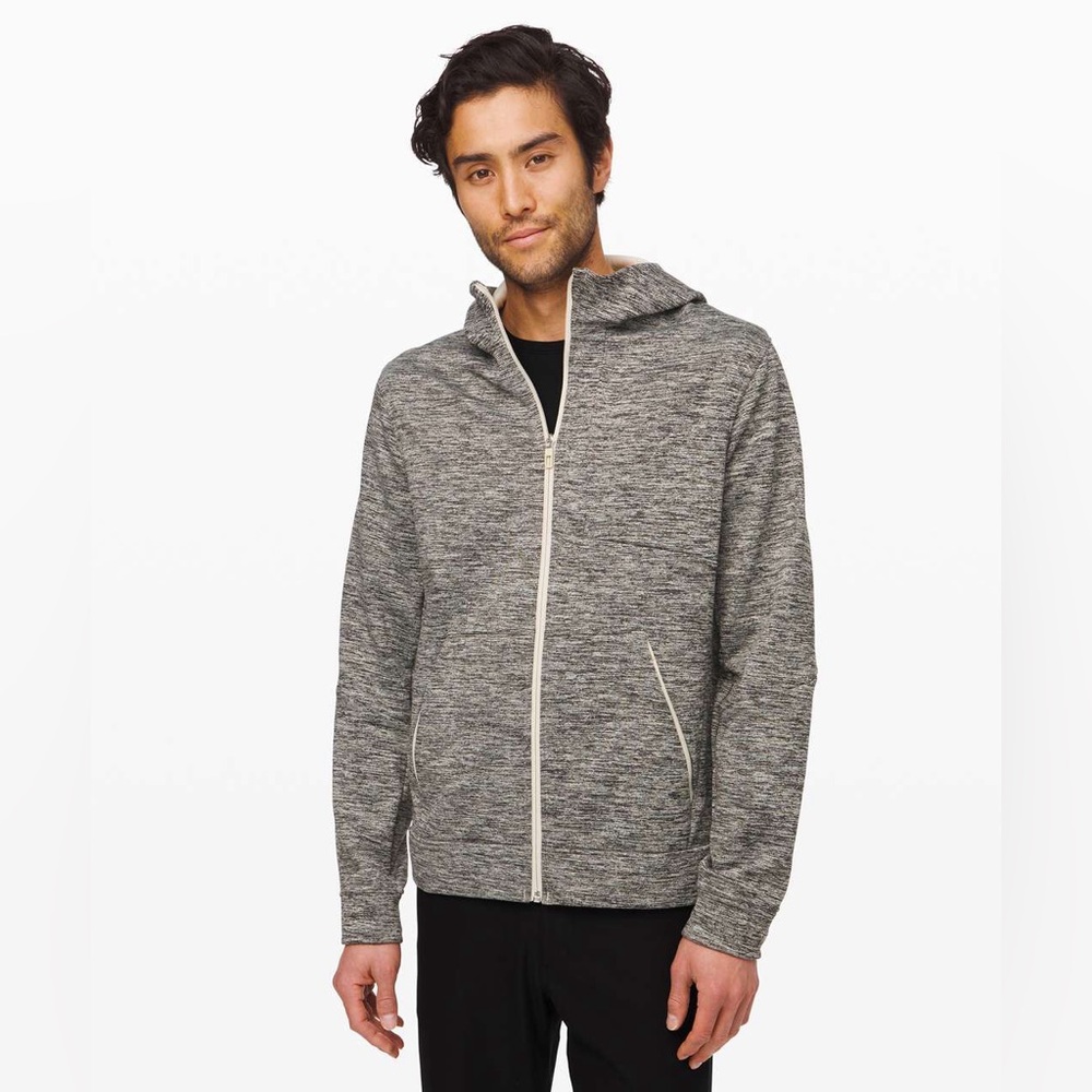 Lululemon City Sweat Zip Hoodie Gray Heathered Muslin Fleece Mens Medium M3BWES